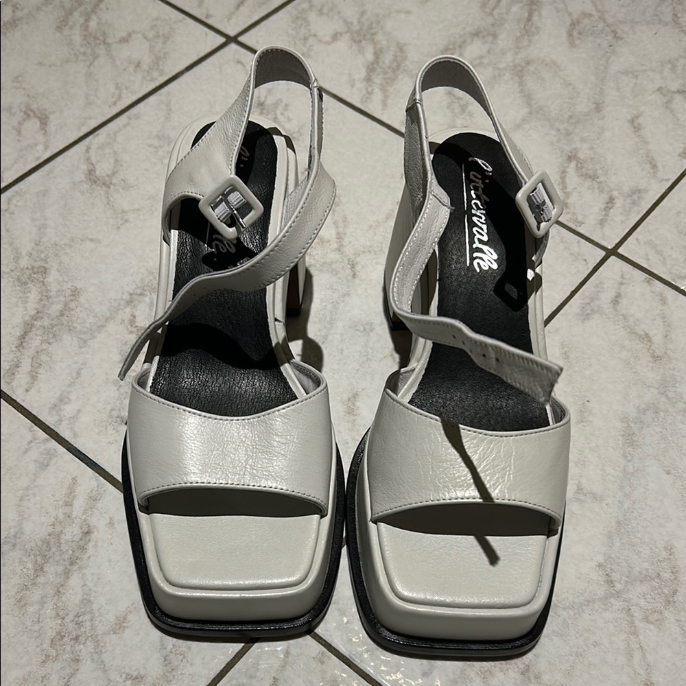 White Slingback Square-Toe Sandals